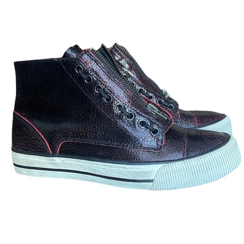 Diesel Black Cracked Leather Effect High Top Sneakers